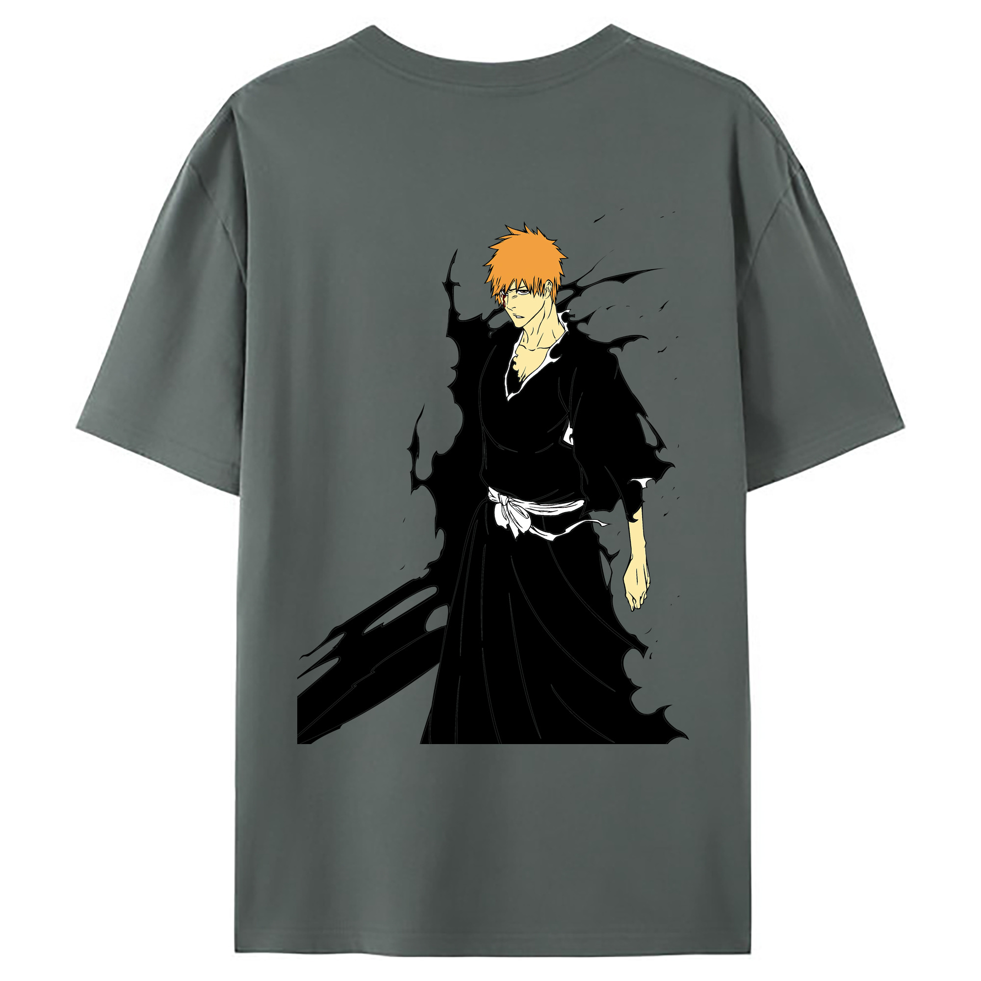 （画像用） ブリーチ 黒崎一護（くろさき いちご）BLEACH Kurosaki Ichigo 綿100％ メンズ半袖Tシャツ（バックプリント） 通気性